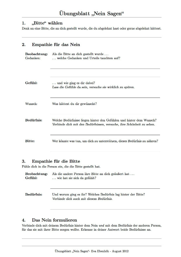 Übungsblatt Nein-Sagen Herunterladen